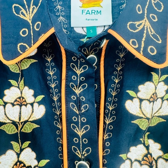 Farm Rio Black Bold Flowers Long Sleeve Mini Dress S NWOT - Picture 8 of 16